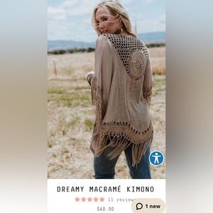 Three Bird nest macrame kimono OS